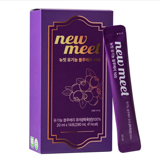 뉴밋 유기농 블루베리 퓨레 100% 안토시아닌, 1개, 20ml