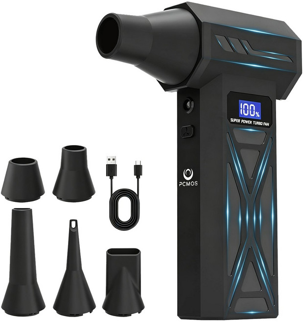 P70 4단계 터보 제트 블로워 무선 에어건 초고속 130 000RPM LED 조명 & 배터리 잔량 표시 휴대용 포켓 사이즈 캠핑/자동차 세차/청소용, AC2506P70, 블랙