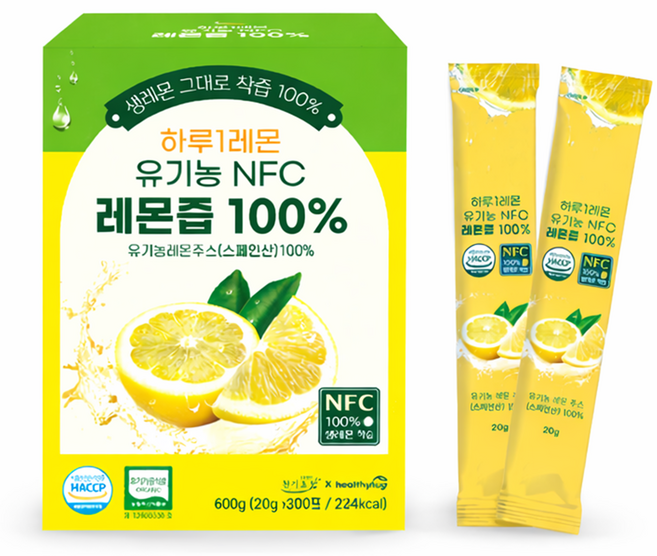 하루 1레몬 유기농 NFC 레몬즙 원액 100% 스틱 30포, 600g, 1개
