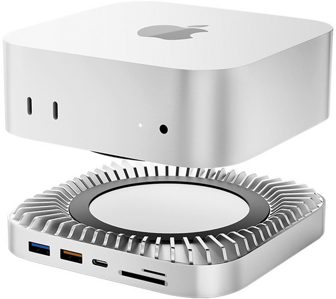 MOVESPEED DK5A1 USB C 도킹 스테이션 NVMe SSD 확장 4K HDMI 10Gbps SD TF 카드리더기 3.5mm 오디오 Mac mini M4 M4 Pro 호환, 은색, 1개