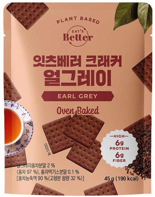 잇츠베러 비건 크래커 얼그레이, 45g, 6개