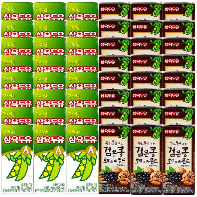 삼육두유 고소한맛 A 24팩+검은콩호두아몬드 24팩, 190ml, 1세트