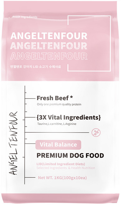 엔젤텐포 강아지 LID 에너지 아르기닌 수제사료, 1개, 1kg, 소고기