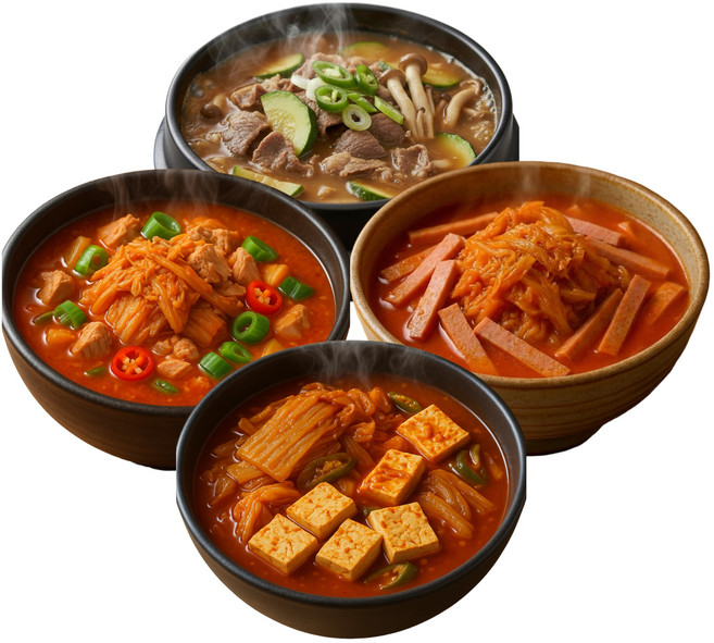 [공장직영] 가성비 끝판왕 요비담 알뜰찌개 4종세트 (김치찌개3종+차돌된장찌개), 2.1kg, 1개