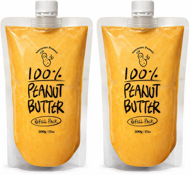 어썸피넛 100% 땅콩버터 파우치, 2개, 500g