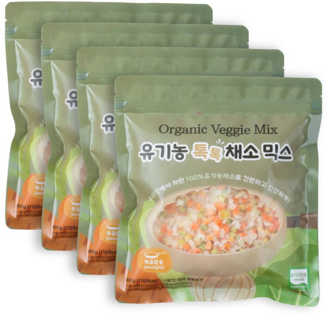 이유시작 국산 유기농 톡톡채소믹스 볶음밥용, 4개, 400g