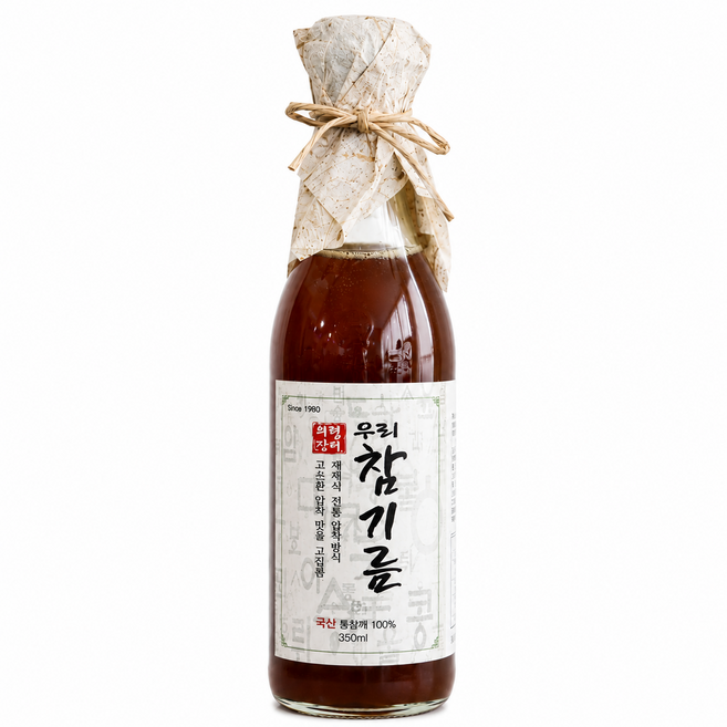 의령장터 우리참기름 350ml 국산 통참깨100% 45년 전통방앗간, 1개