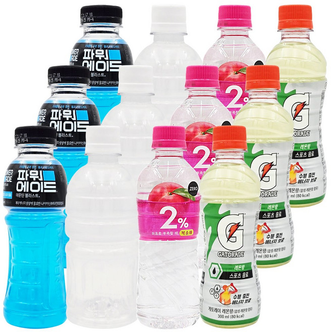 [한번에먹자] 미니페트 이온음료 4종 혼합 / 포카리스웨트3 + 파워에이드3 + 이프로제로3 + 게토레이3, 300ml