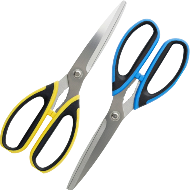 오컴멀 최고의 절삭력 다용도 주방가위 맞춤형 한식가위 안심 스테인리스 소재, 1세트, Blue+Yellow