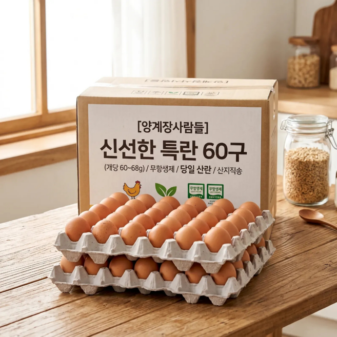 [양계장사람들] 특란(XL 60~67g) 계란 왕란특란대란 달걀 60구, 1개
