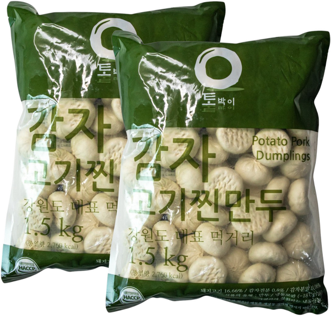 토박이마을 강원도 고기 감자만두 폭신쫄깃 식감과 육즙가득 떡국 전골 찐만두 군만두, 1.5kg, 2개