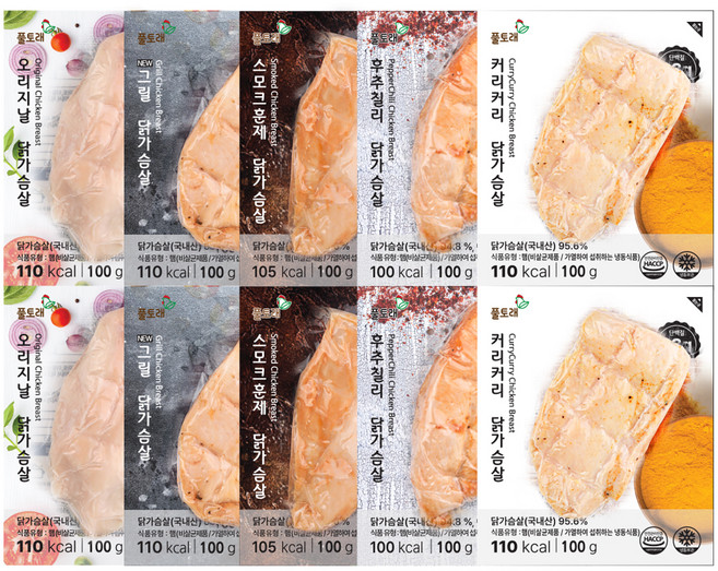 풀토래 훈제 닭가슴살 맛보기 세트 10팩 100%국내산 식사대용, 30개