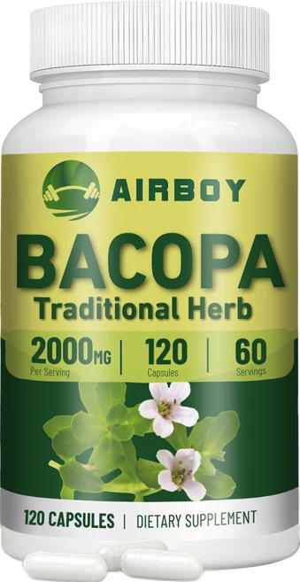 바코파 모니에리추출물 고함량 캡슐 두뇌 기능 지원 기억력 개선 집중력 향상 인지 기능 강화 아유르베다 허브, 1개, 60정 - 쿠팡