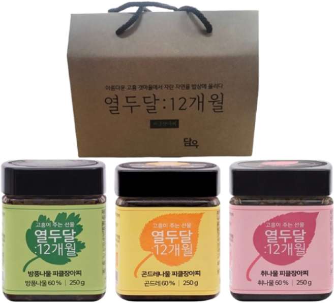 [열두달 12개월]나물 피클 장아찌 250g 3set(방풍 곤드레 취), 750g, 1박스