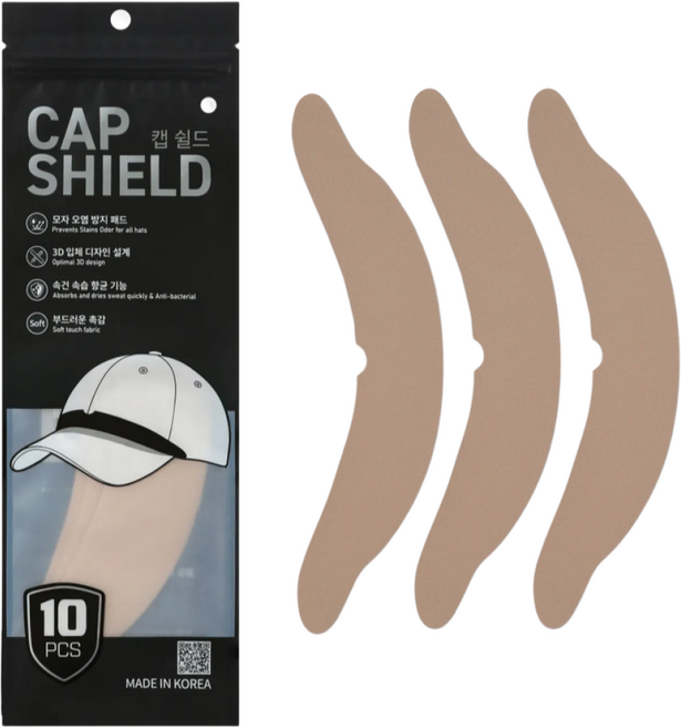모자오염방지 캡쉴드 3팩 30개입 3D입체디자인 퀵드라이 항균기능성 3가지 색상 땀흡수 골프모자패드 모자라이너, 베이지 세트, 1개