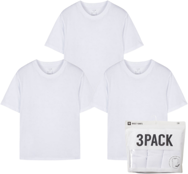 탑텐 베이직 코튼 반팔티 3개 세트 / 흰색 3 PACK