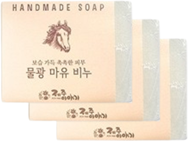 제주이야기 천연 수제 비누 100g 5종 물광마유 애기감귤 촉촉백년초 화산송이 도자기벌꿀, 3개입