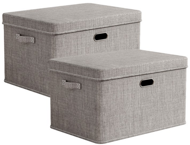 레디보드 린넨 수납정리함 접이식 리빙박스 2개, 린넨 그레이