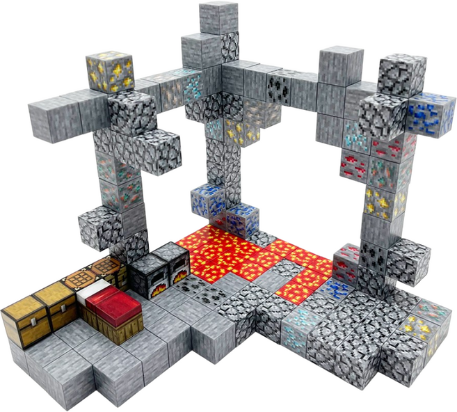 키디즘 마크 자석블럭 큐브 광산탐사 128피스 어린이 쌓기놀이 장난감, 1개