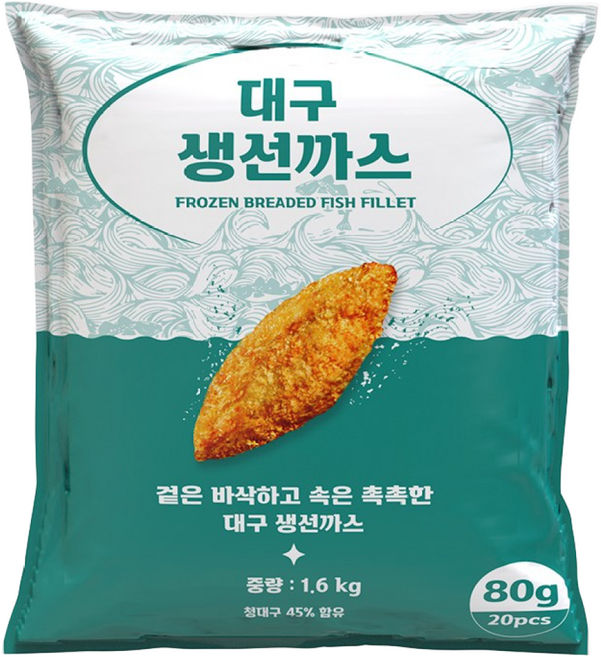 펀쿡 대구 순살 생선까스 (80g X 20미), 1개, 1.6kg