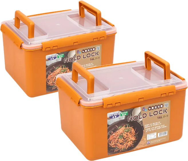 성우라인 누름 김치통 공기차단 밀폐용기 김장용 대용량, 2개, 14L