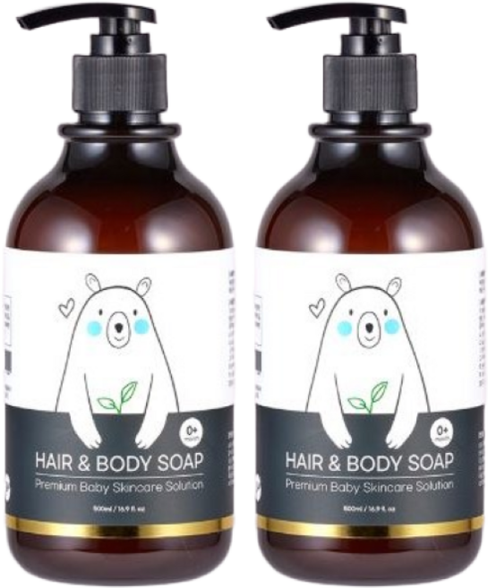 나투라비타 신생아 아기 샴푸 바스 장미꽃수 저자극 베이비 유아 어린이 바디워시 올인원, 2개, 500ml