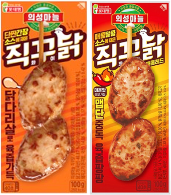 롯데햄 의성마늘 직꾸닭 + 매콤레드, 100g, 4개+4개