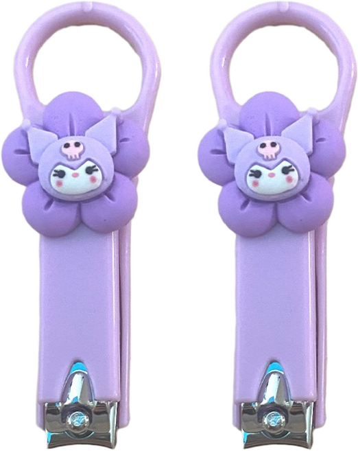 휴대용 꽃받침 캐릭터 손톱깎이 세트, 2개, 쿠로미