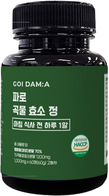 고이담아 100% 이탈리아 엠머밀 간편한 알약 제형 파로효소 카무트 함유 파로 곡물 효소 정, 4개, 60정