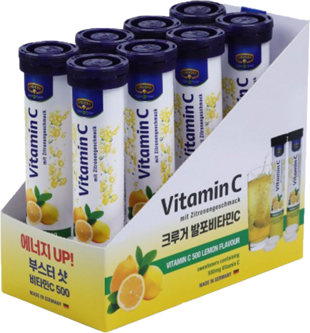 크루거 비타민C 500 발포비타민 레몬맛 20정 고함량 비타민C 발포정, 8개