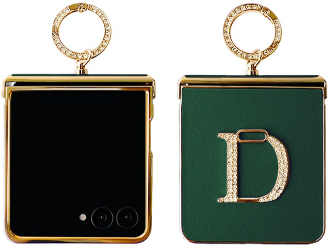 갤럭시 Z플립 3 4 5 6 지플립 힌지보호 핑거링 D로고 골드큐빅 케이스