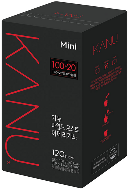 카누 미니 마일드 원두커피믹스, 120개입, 1개, 108g