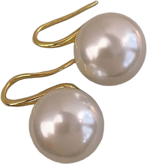 ROYALBELLE 여성 심플 진주 포인트 후크 이어링 우아한 감성 데일리 귀걸이 K072214