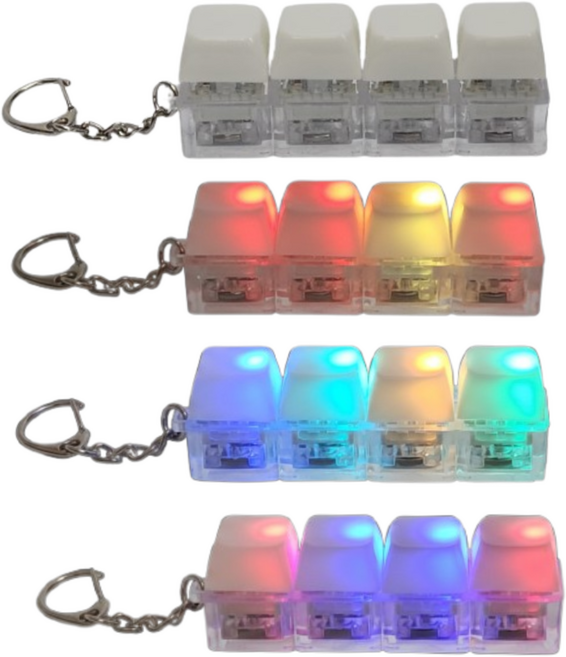 두두타운 4구 LED 키캡 키링, 1개, 화이트