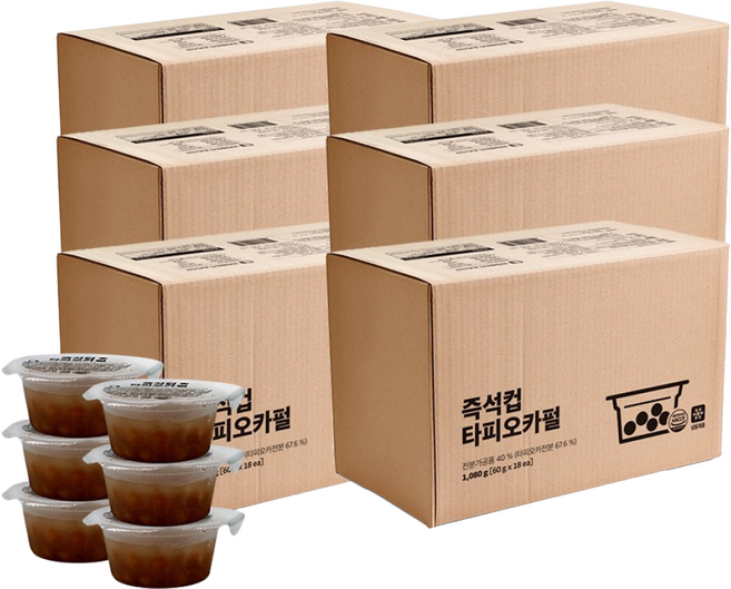 네이쳐티 즉석 타피오카 블랙 펄 (컵타입) 60g(18입) 6개 세트, 60g, 18개입