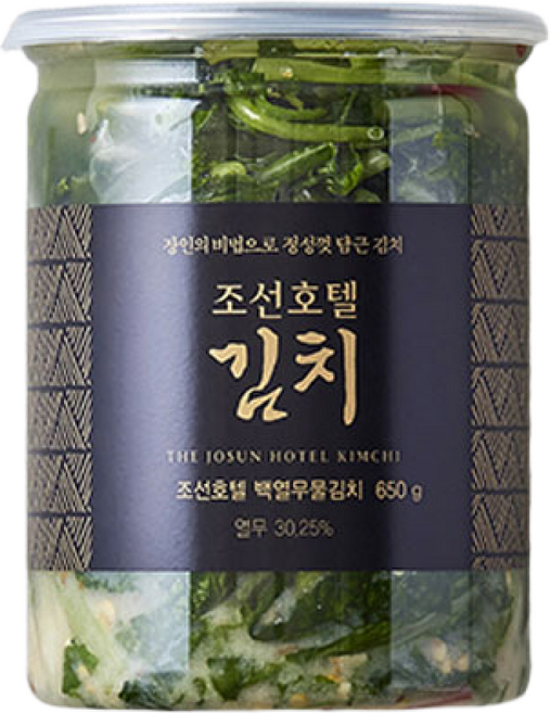 프리미엄 조선호텔 백열무물김치 650g, (매장정품) 조선호텔 프리미엄 백열무물김치 650g 5, 1개