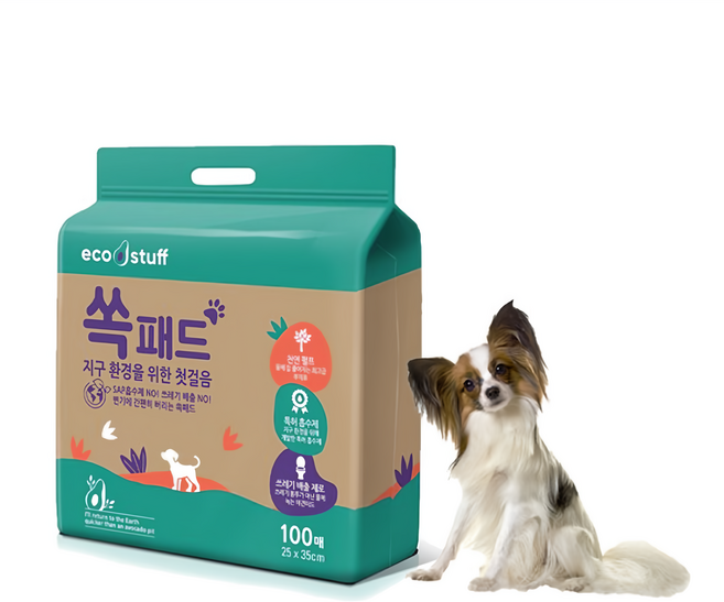 에코스터프 쏙패드 변기에 버리는 배변패드, 1개, 100개입