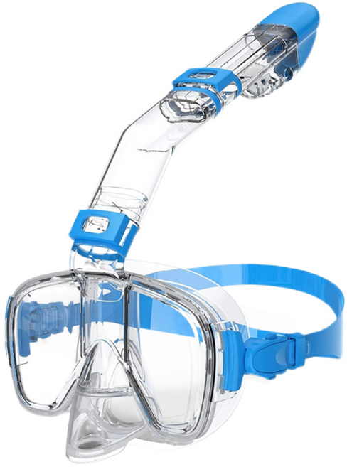 인피아 스노쿨링 마스크 스노쿨링 세트 듀얼 글라스, 아쿠아블루