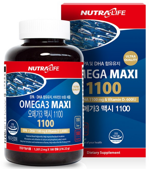 오메가 맥시 1100 180캡슐 1병(6개월분) / 소비기한 26.7.20., 1개, 180정
