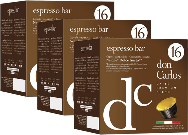돈 카를로스 돌체구스토 호환 캡슐커피 3박스 48캡슐, 3개, 16개입, 7g