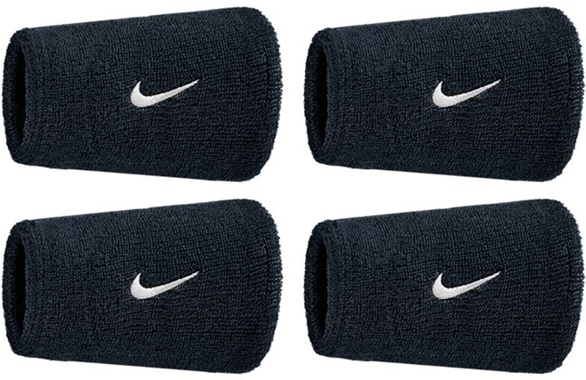 나이키 스우시 더블와이드 손목밴드, 4개, 블랙+블랙