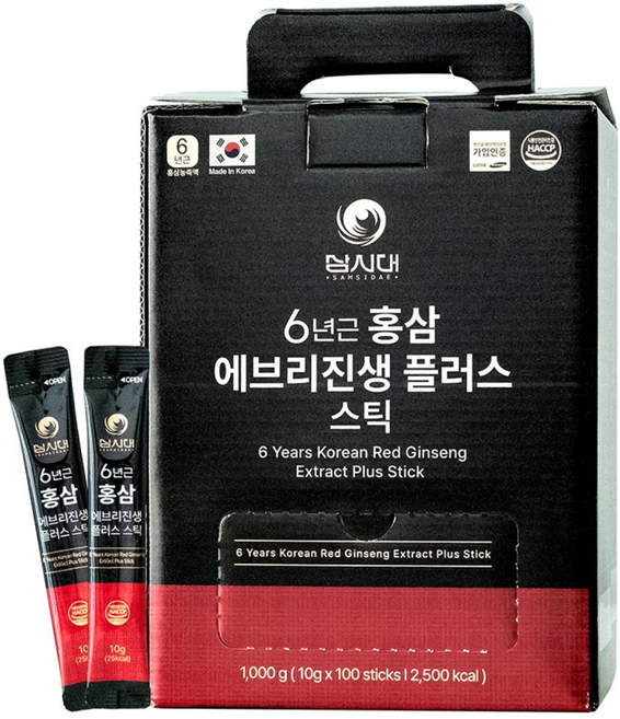 6년근 홍삼 에브리진생 플러스 스틱 (10g x 100포), 1박스, 1kg
