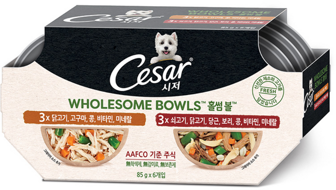 시저 1세 이상 강아지 홀썸볼 믹스팩 습식사료, 혼합맛, 510g, 1세트