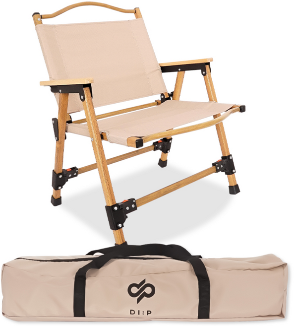 디프 초경량 우드 로우체어 접이식 캠핑의자, 1개, 베이지