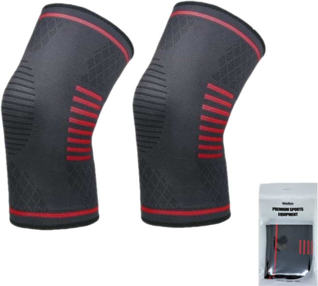 웰럽 릴리브 무릎보호대 2개 1세트 헬스 축구 등산 농구 테니스, 레드
