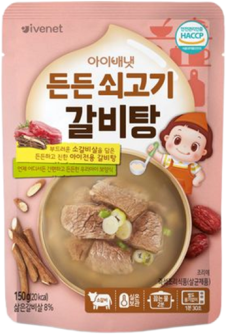아이배냇 유아용 든든 쇠고기 갈비탕, 150g, 5개