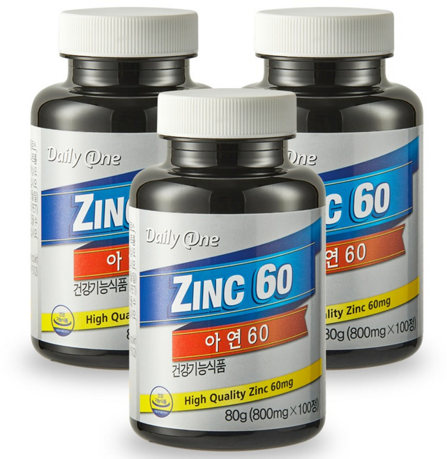 데일리원 아연60 800mg 100정, 3개