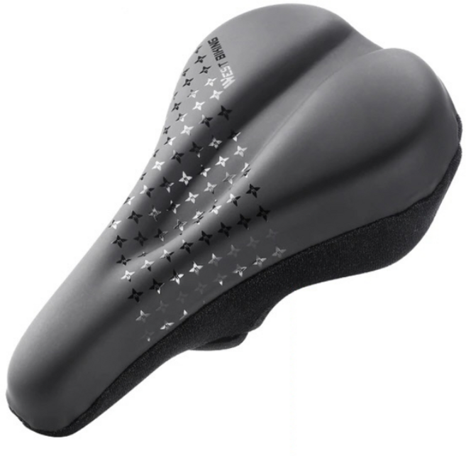 시그니처베이지 웨스트바이킹 자전거 무통증 안장 커버 실리콘 쿠션 YPZ157, 실리콘 블랙 스타 패턴 무늬, 1개