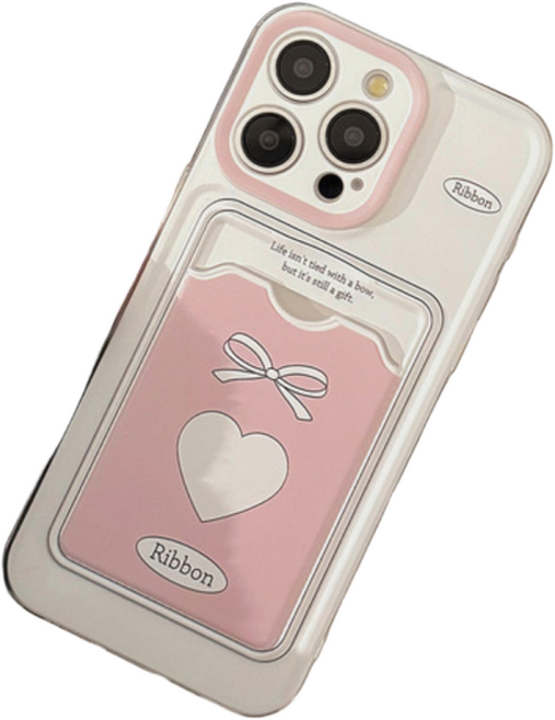 퓨어젤리 핑크 카드 수납 포켓 아이폰 케이스