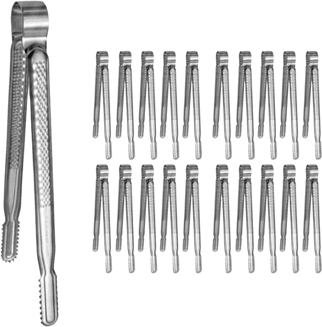 국산 다이아 엠보싱(논슬립) 스텐 악어집게 27cm 특대, 20개, 실버